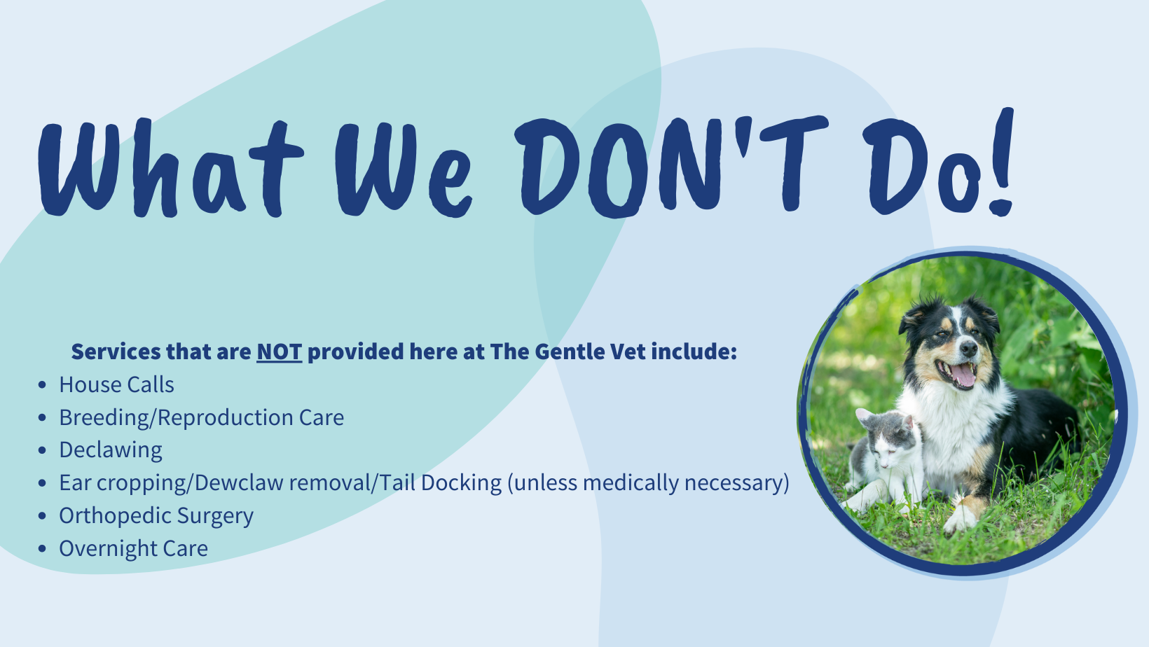 Services we do not offer